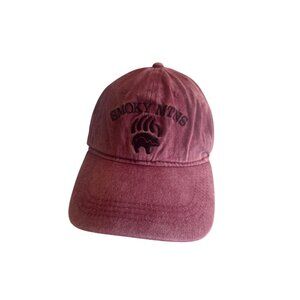 Smoky Mtns Embroidered Bear Claw Cap Red Adjustable Baseball Hat